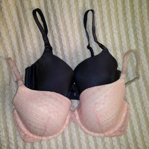 Lot of 2 Victorias Secret Demi Bras Pink Grey 32DD